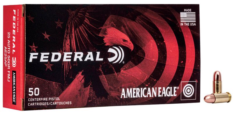 Federal American Eagle .25 Auto 50gr FMJ Ammunition