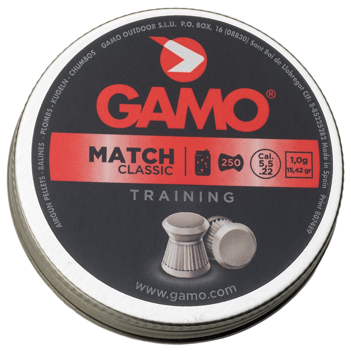 Gamo Match Flat Nose .22 Cal 15.42 gr Wadcutter Pellets
