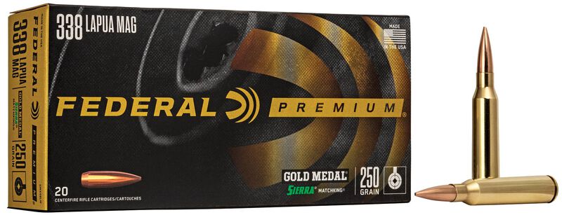 Federal Gold Medal .338 Lapua 250gr Sierra MatchKing Ammunition