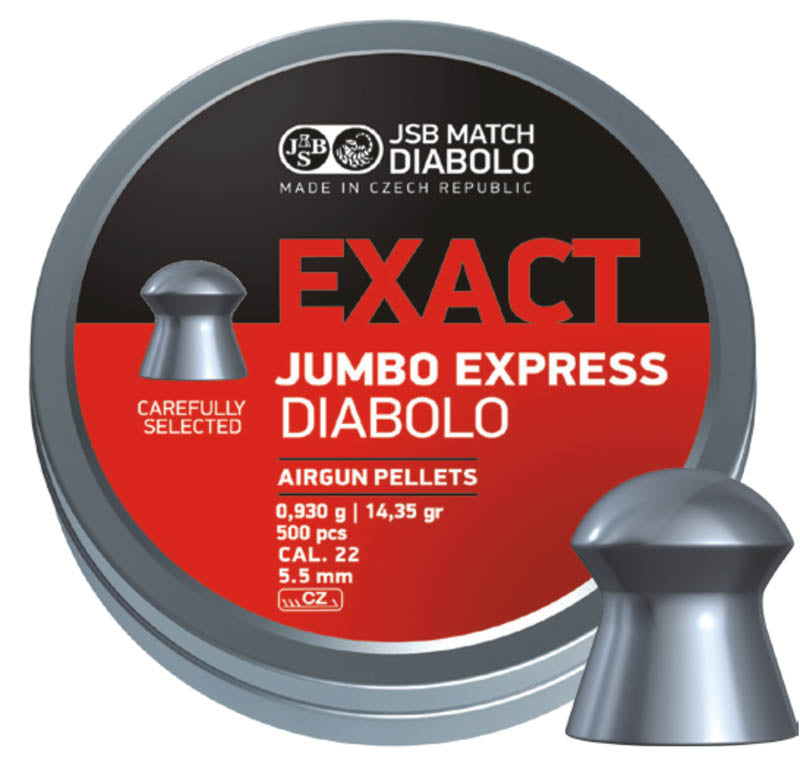 JSB Exact Jumbo Express .22 Cal 14.35 gr Domed Pellets