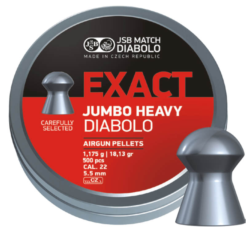 JSB Exact Jumbo Heavy .22 Cal 18.13 gr Domed Pellets