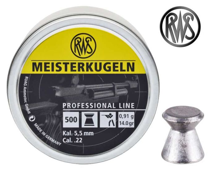 RWS Meisterkugeln Standard .22 Cal 14 gr Wadcutter Pellets